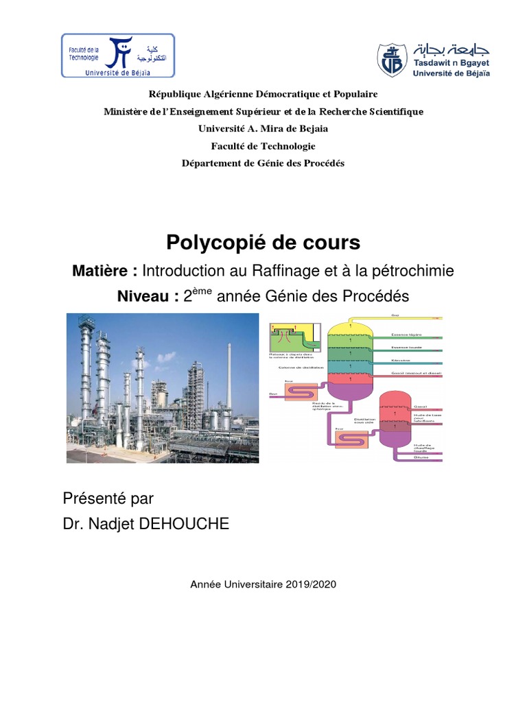 Comment Fonctionne Une Tour De Distillation De Pétrole Schema Cours - DEHOUCHE Nadjet - Introduction Au Raffinage Et À La Pétrochimie |  PDF | Pétrole | Puits de pétrole
