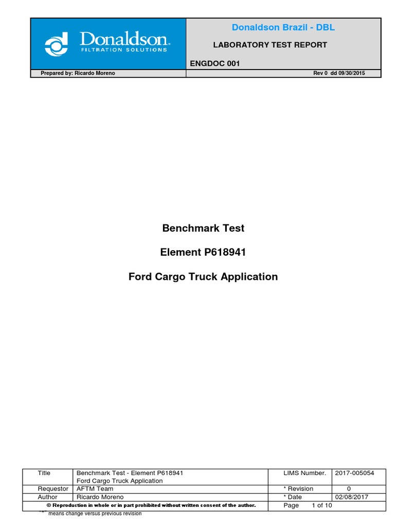 Benchmark Test P618941 Ford Cargo Truck Application PDF