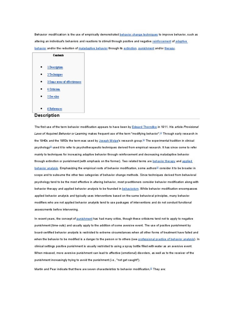 Behavior Modification | PDF | Behavior Modification | Theory Of Mind