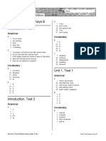 Grammar and vocabulary test answer keys