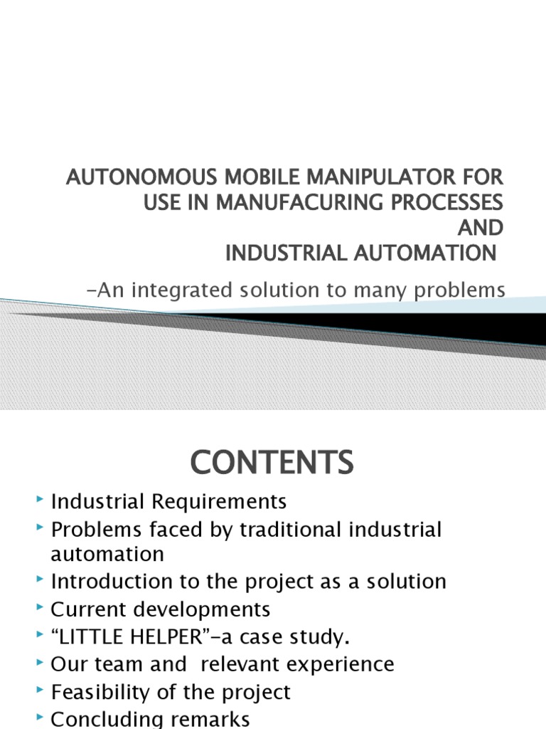 Autonomous Mobile Manipulator | PDF | Robot | Robotics