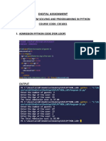 Digital Assignment: Course: Problem Solving and Programming in Python Course Code: Cse1001