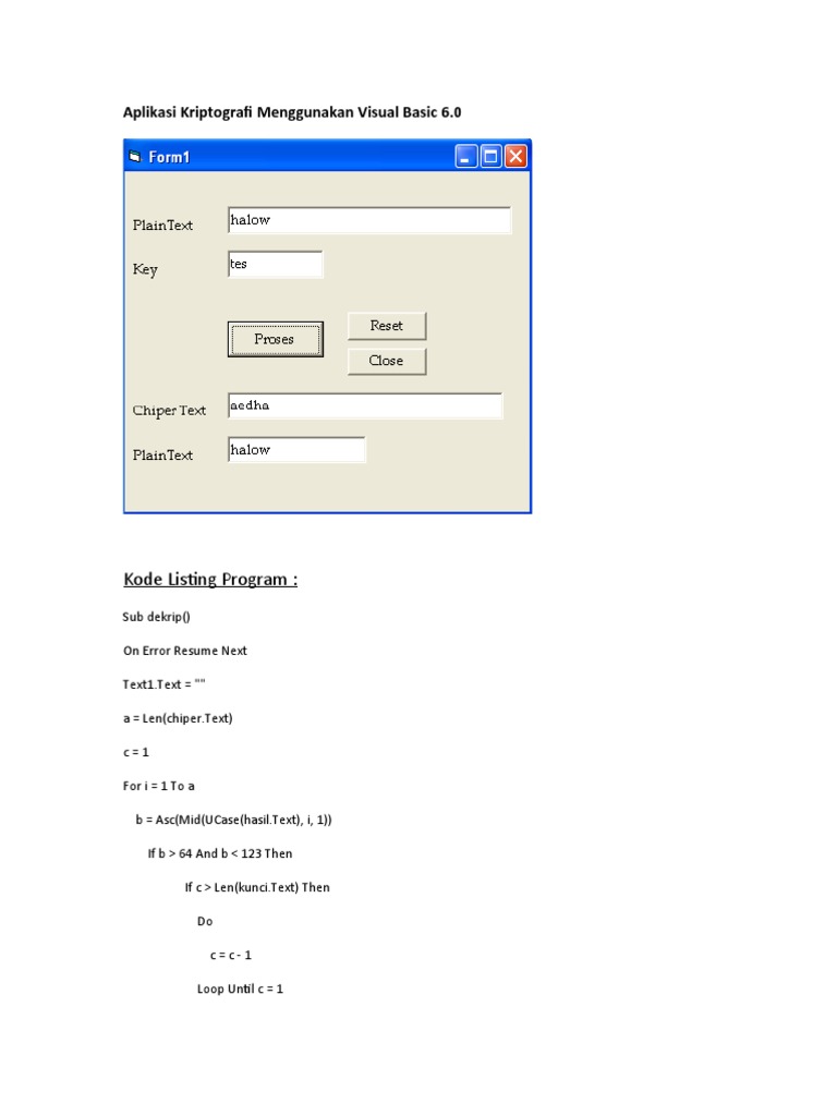 Aplikasi Kriptografi dengan VB 6.0 | PDF | Secure Communication ...