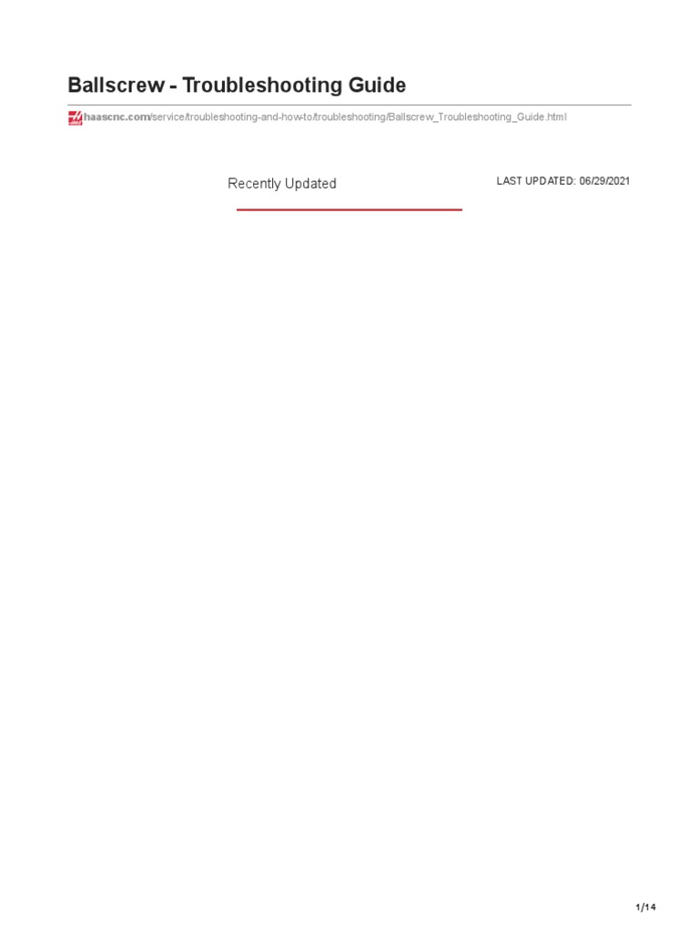 Ballscrew Troubleshooting Guide Pdf Bearing Mechanical Screw
