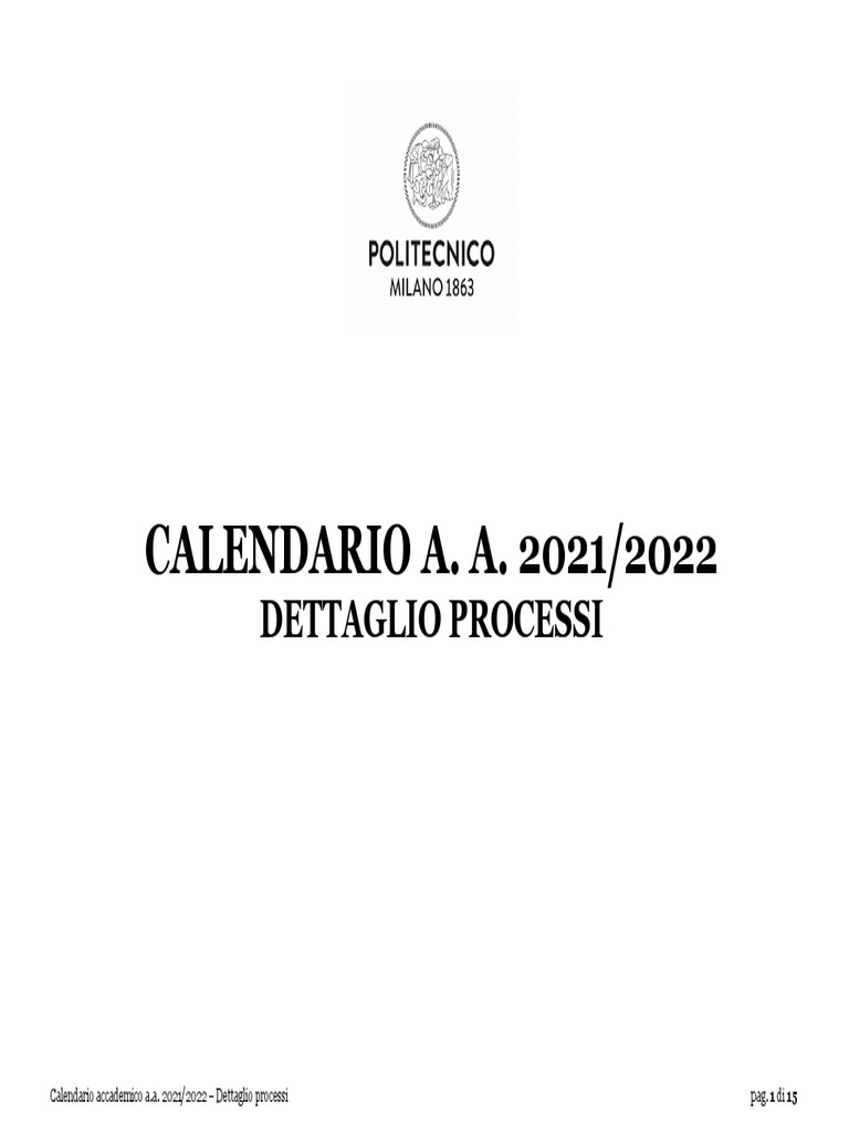 Calendario Polimi 20212022 PDF