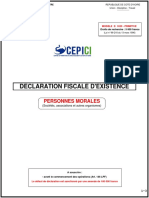 Declaration Fiscale D'Existence: Personnes Morales