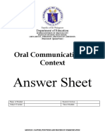 Oral Communication Answer Sheet