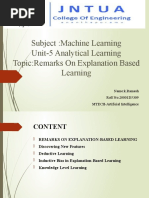 Subject:Machine Learning Unit-5 Analytical Learning Topic:Remarks On Explanation Based Learning