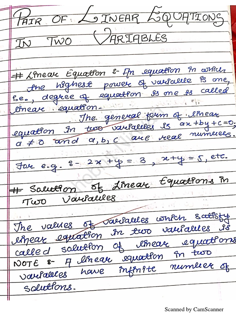 Handwritten Notes on Linear Equations | PDF | Mobile Software | I Phone