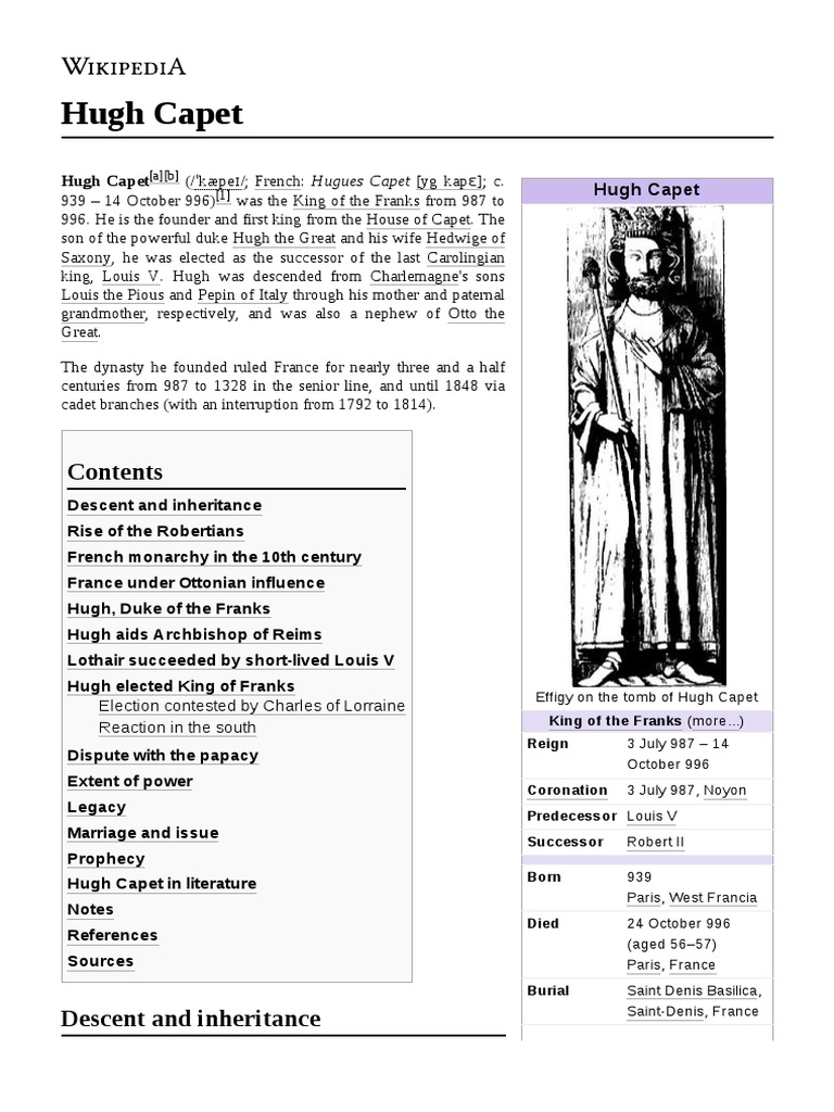 Hugh Capet: Founder of the Capetian Dynasty | PDF | European Royal ...