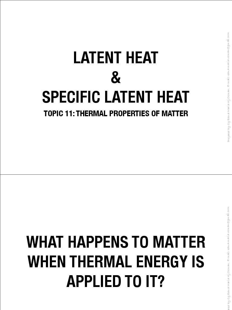 11 Latent Heat & Specific Latent Heat PDF Latent Heat Heat