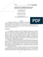 Comparing The Effectiveness of A Supplemental Online Tutorial To Traditional Instruction With Nutritional Science Students