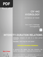 CIV 442 Hydrology: Lecture 4D: Idf Theory