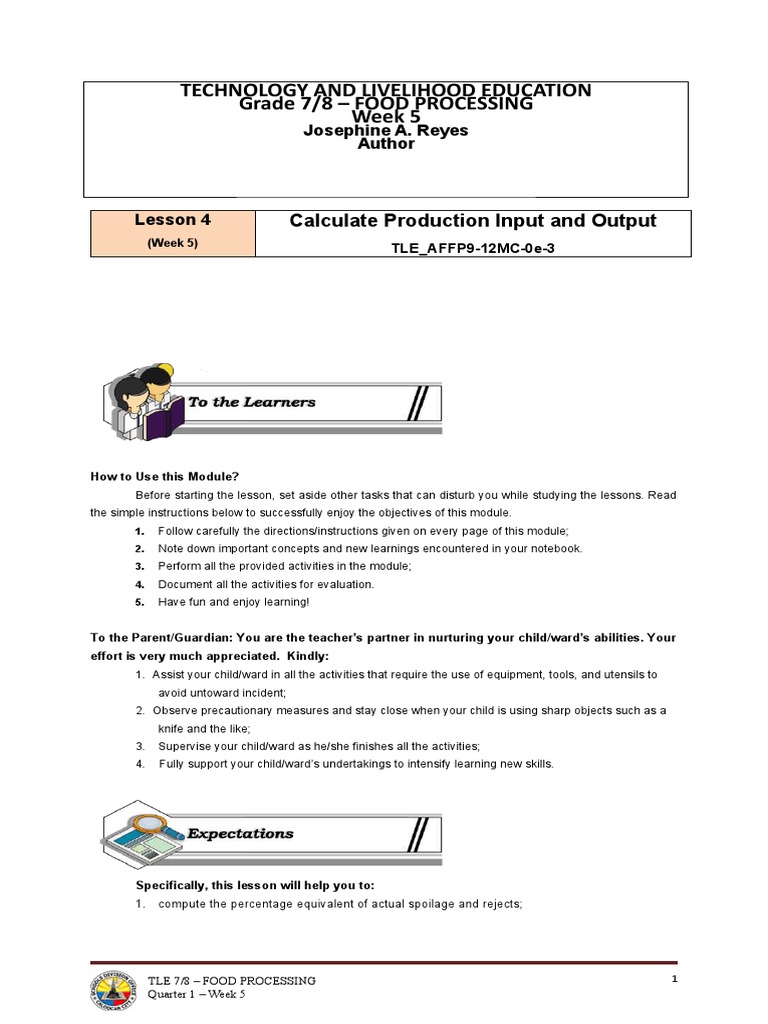 8 Tle Food Processing q4 w5 PDF Pickling Ginger