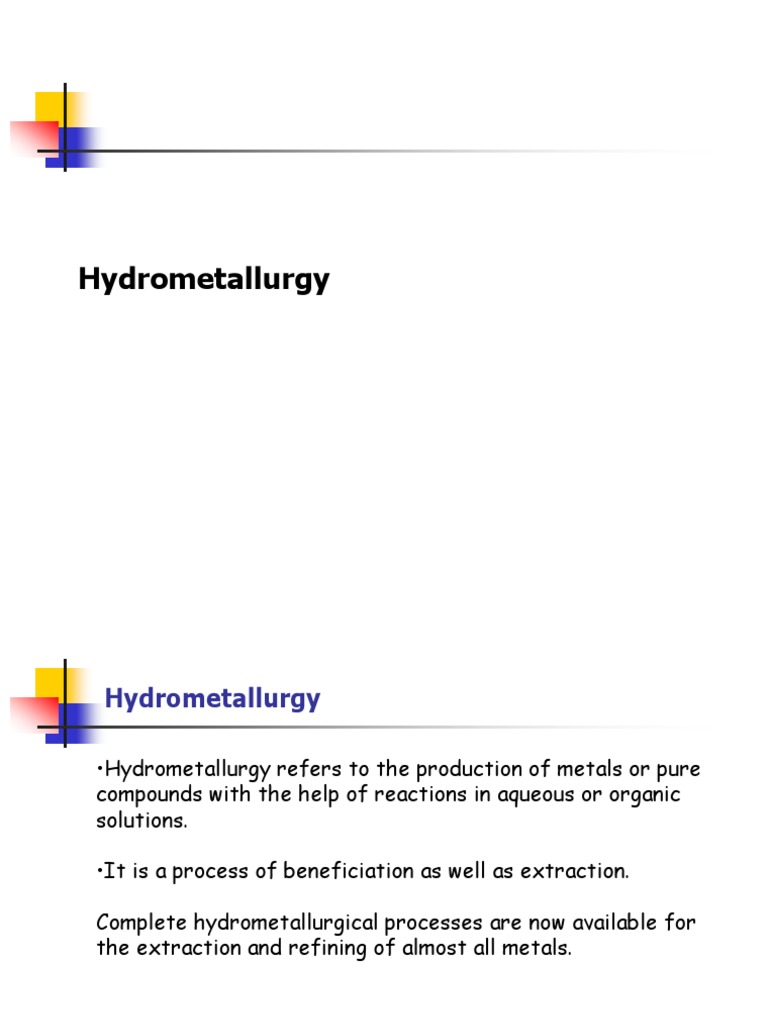 MME 351 Hydrometallurgy PDF Redox Ion Exchange