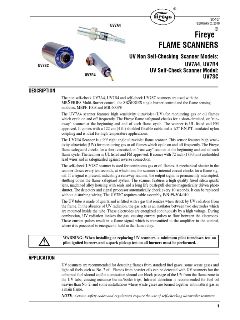 Fireye Flame Scanners Description PDF Electrical Wiring Ultraviolet