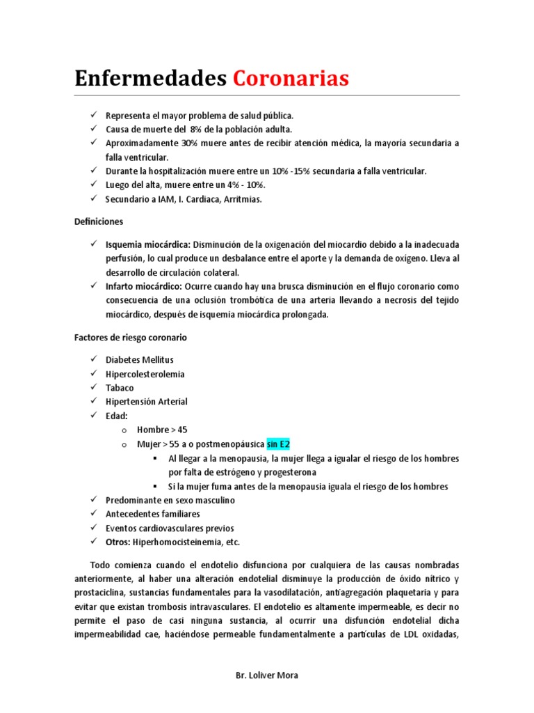 Enfermedades Coronarias: Causas y Diagnóstico | PDF | Infarto de ...