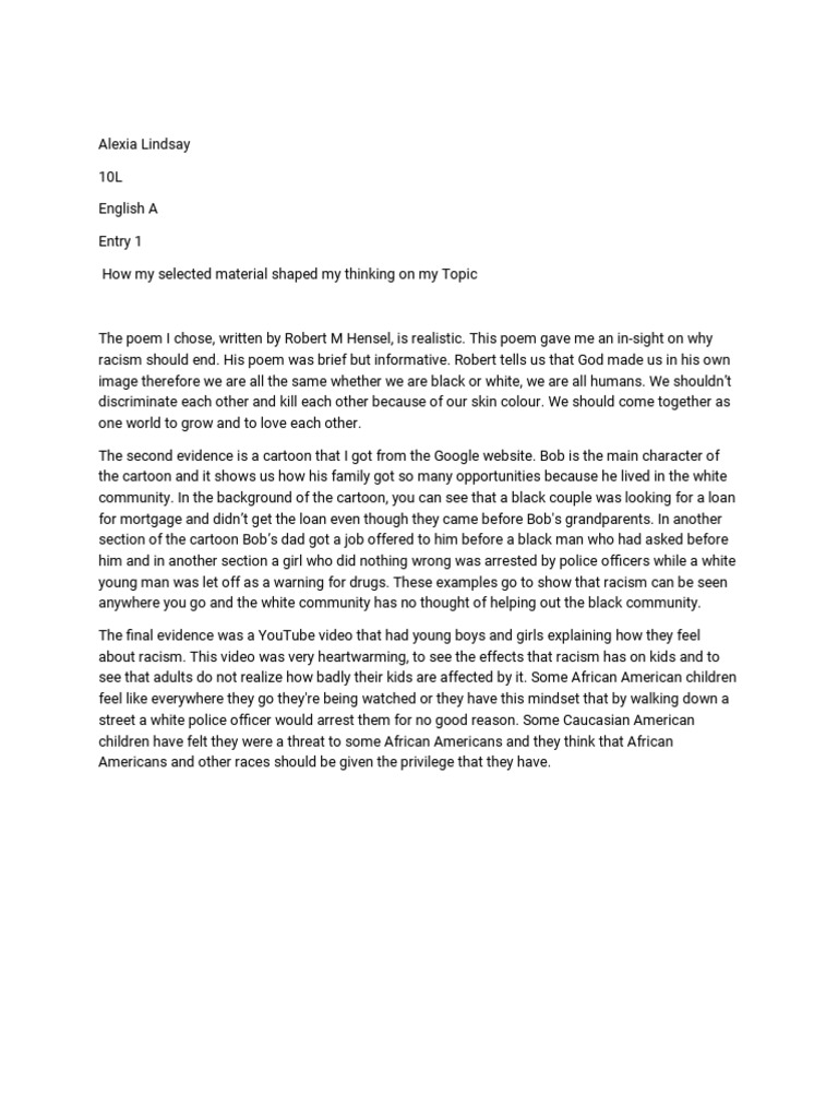 Understanding Racism Through Media | PDF