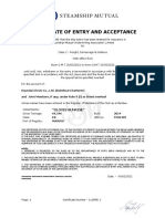 Certificate of Entry and Acceptance: "Glovis Sunrise"