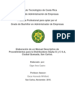 Elaboración de Un Manual de Procedimientos para La Distribuidora Dayka G y C S.a, Ciudad Quesada, San Carlos Olger Arce Castro.