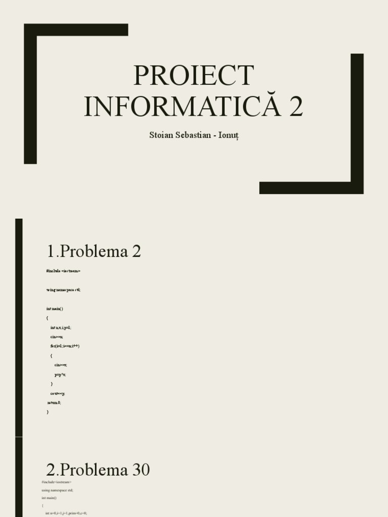 Proiect Informatică 2: Stoian Sebastian - Ionuț | PDF