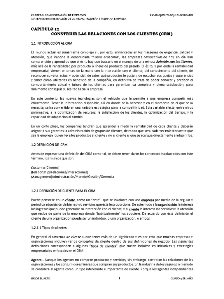 Gestión de Relaciones con Clientes en CRM | PDF | Gestión de la ...