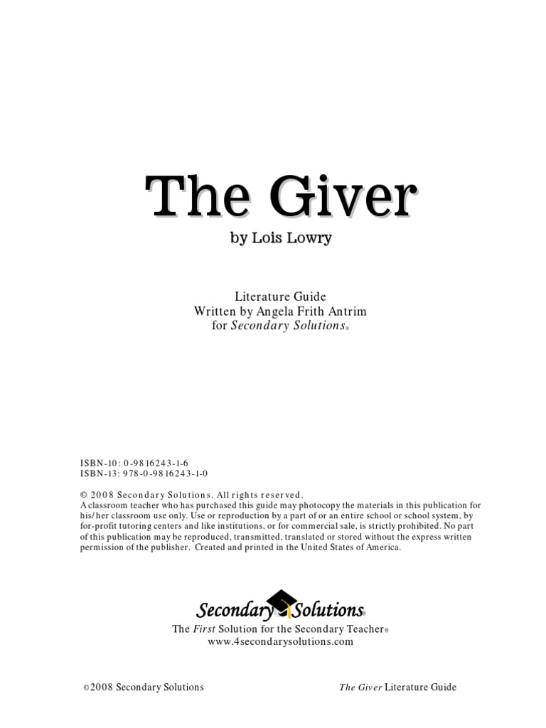 Secondary Solutions The Giver | PDF | Dystopia | Fantasy