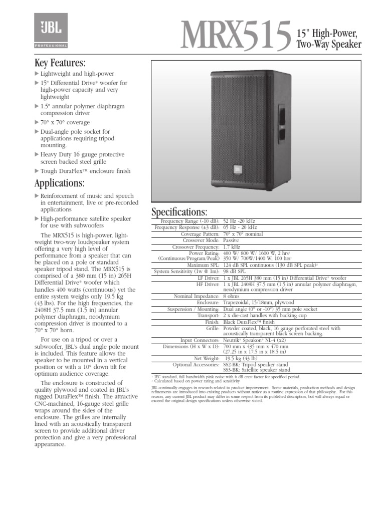 MRX515 | PDF | Loudspeaker | Acoustics