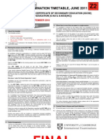 June 2011 Final IGCSE GCE Timetable (Zone 2)