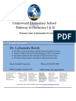 Underwood Elementary School Pathway To Orchestra I & II: Welcome Letter & Information Overview