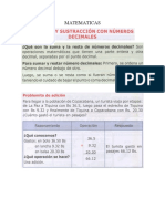 Adicion y Sustraccion de Numero Decimales - Matematicas