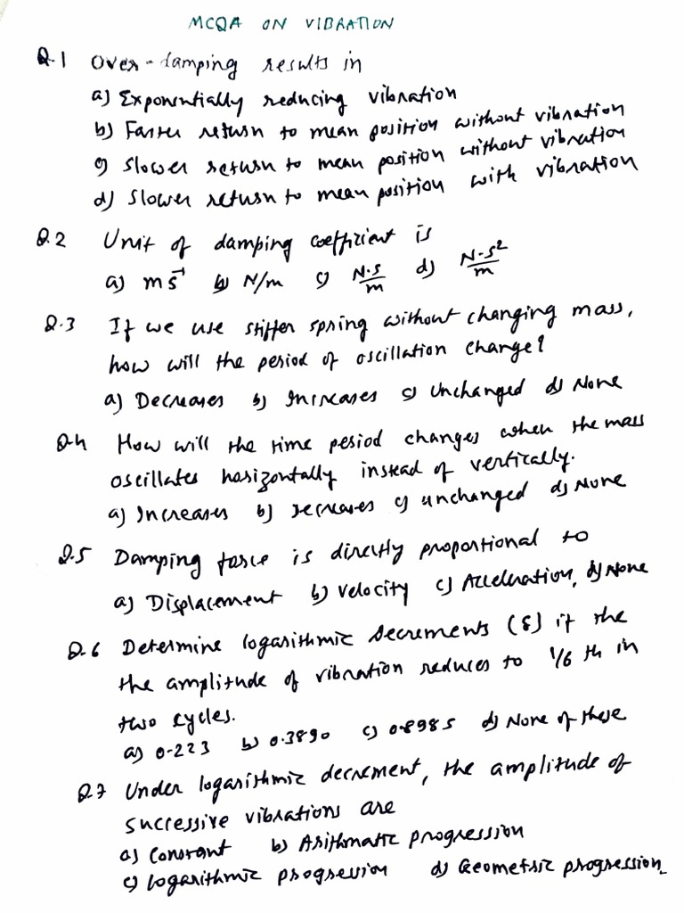 Damped Vibrations and Oscillation Analysis | PDF | Damping | Physical ...