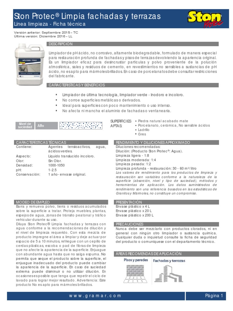 Ficha Tecnica - Ston Protec Limpia Fachadas y Terrazas - 26122016 V1