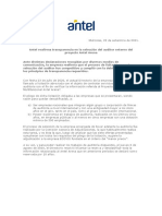 Comunicado de Prensa - Proceso Auditoría Antel Arena