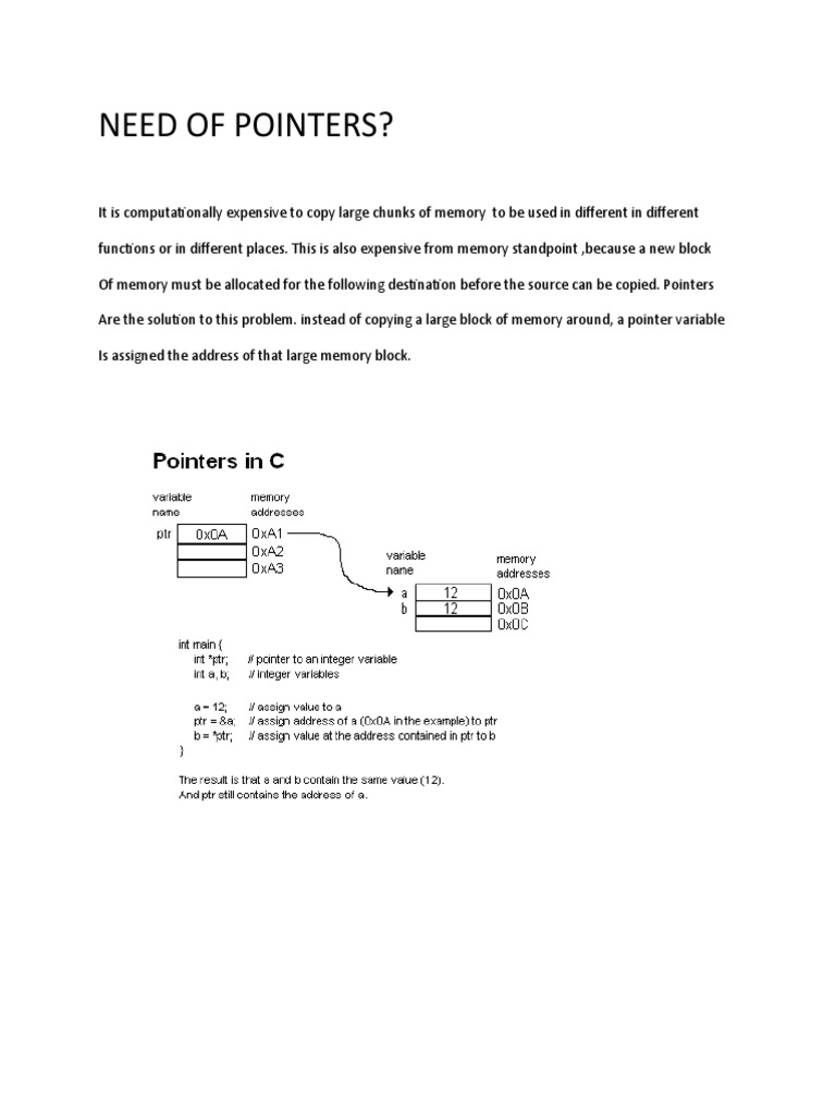 Need of Pointers | PDF