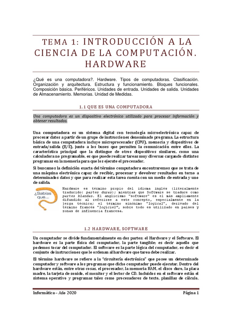 Tema 1 - 2020 | PDF | Almacenamiento de datos de la computadora ...