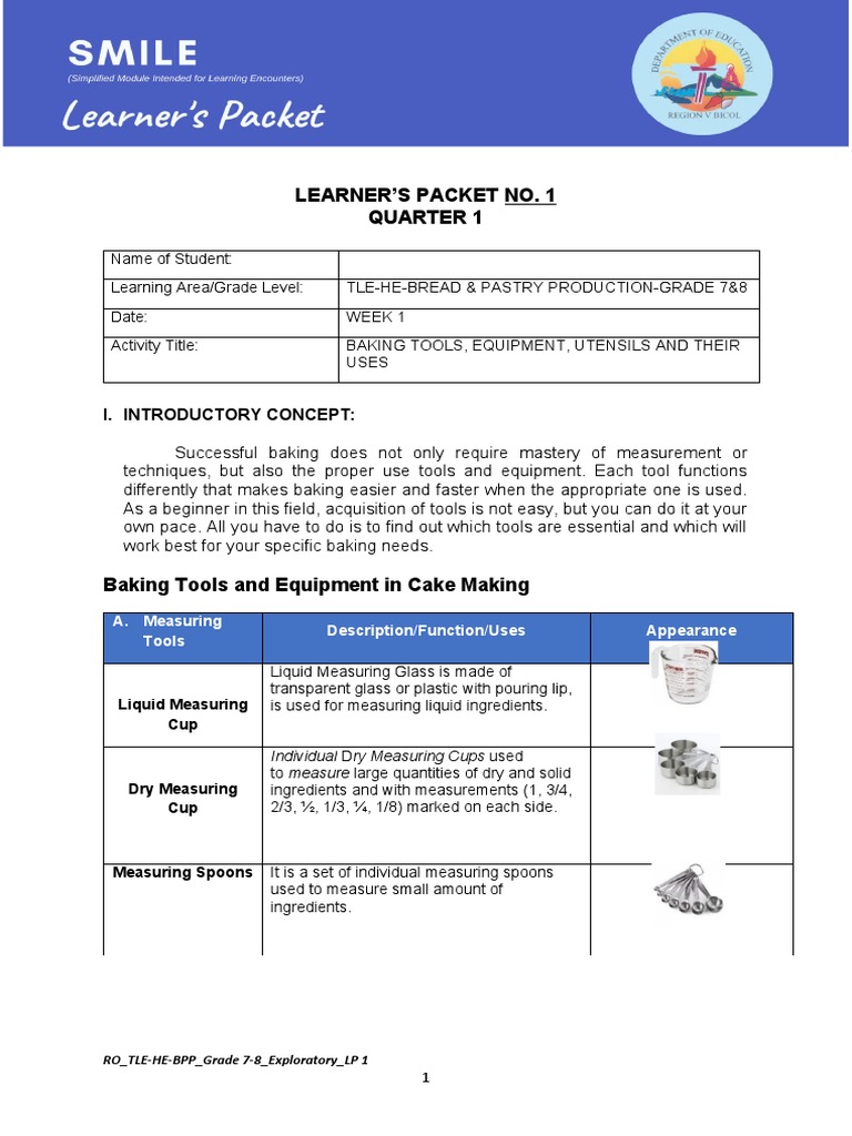 Learner'S Packet No. 1 Quarter 1: I. Introductory Concept | PDF | Cakes ...