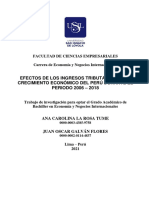 Efectos ingresos tributarios crecimiento Perú 2006-2018