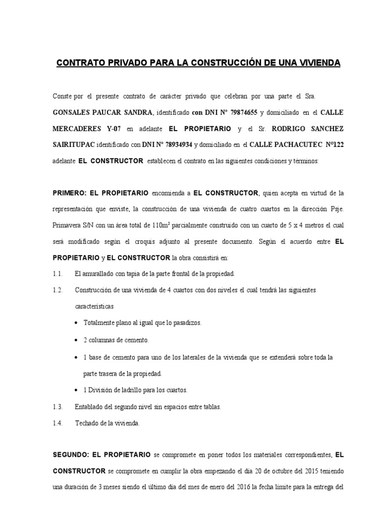 Contrato de Constructor | PDF