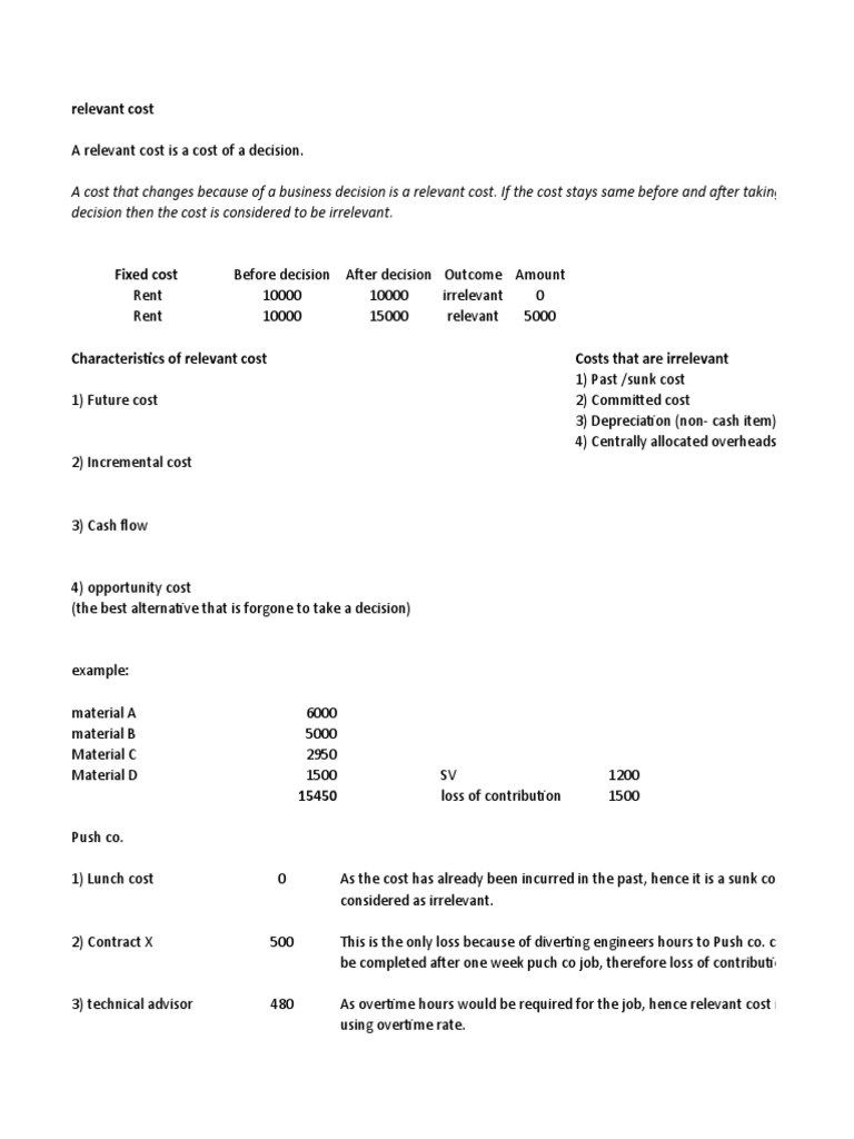 Relevant Costing | PDF | Cost | Opportunity Cost