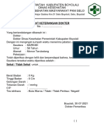 Surat Keterangan Dokter: Alamat: Jl. Ki Hajar Saloka Km.01 Selo Boyolali, Selo, Boyolali