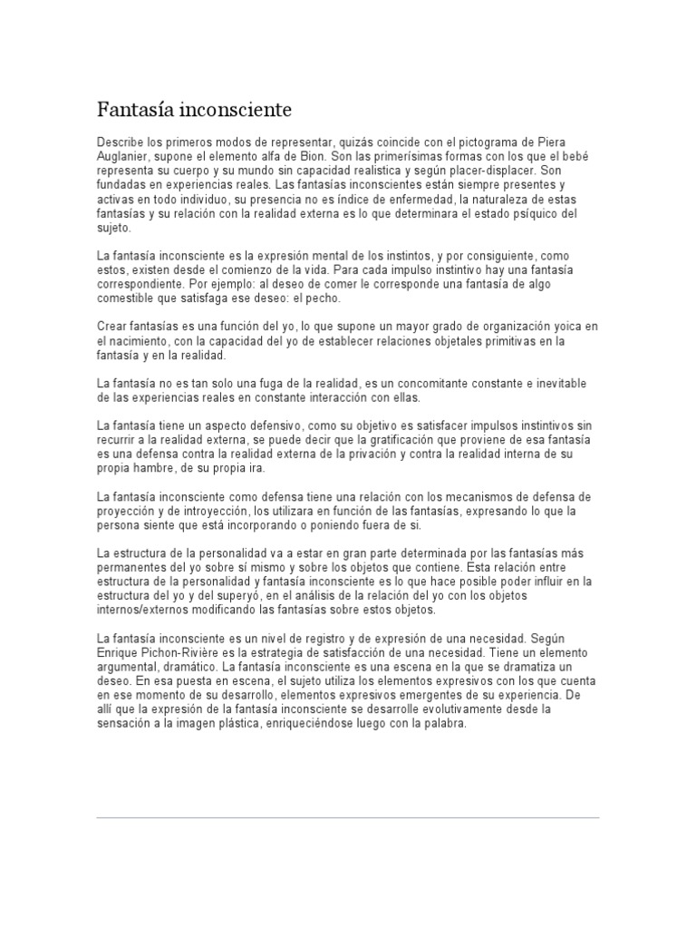 Fantasía Inconsciente | PDF | Mente inconsciente | Realidad