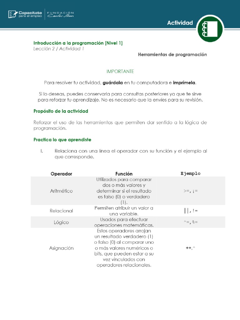 Actividad 1 - Lección 2 | PDF