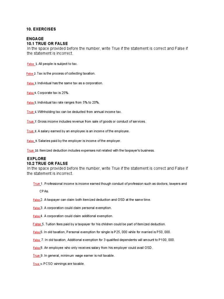 Tax Computation Exercises and Solutions | PDF | Tax Deduction | Taxes