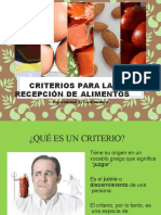 Criterios de Recepción de Alimentos