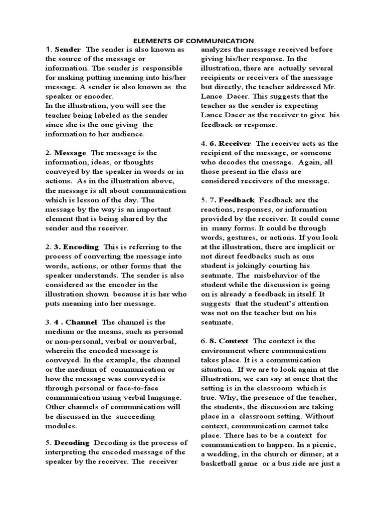 Key Elements of Oral Communication | PDF | Communication | Essays