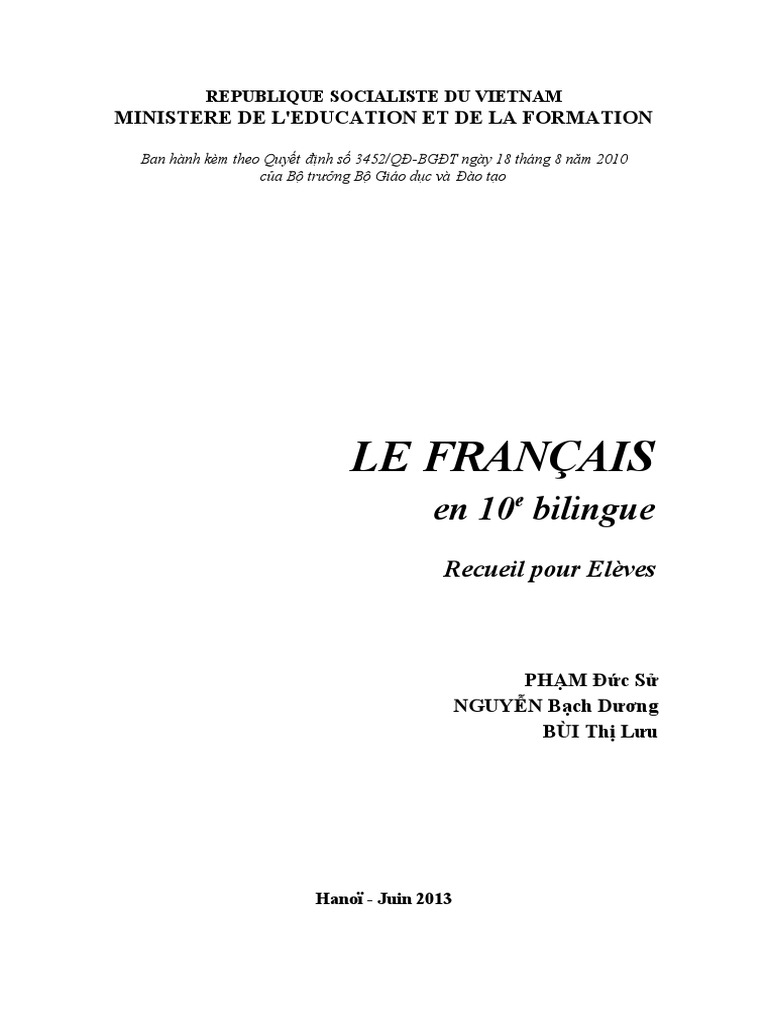 Recueil de Français pour 10e Bilingue | PDF | Charles de Gaulle