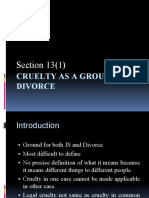 Section 13 (1) : Cruelty As A Ground For Divorce