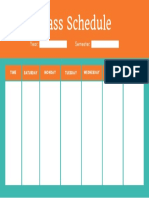 Teal and Orange Class Schedule