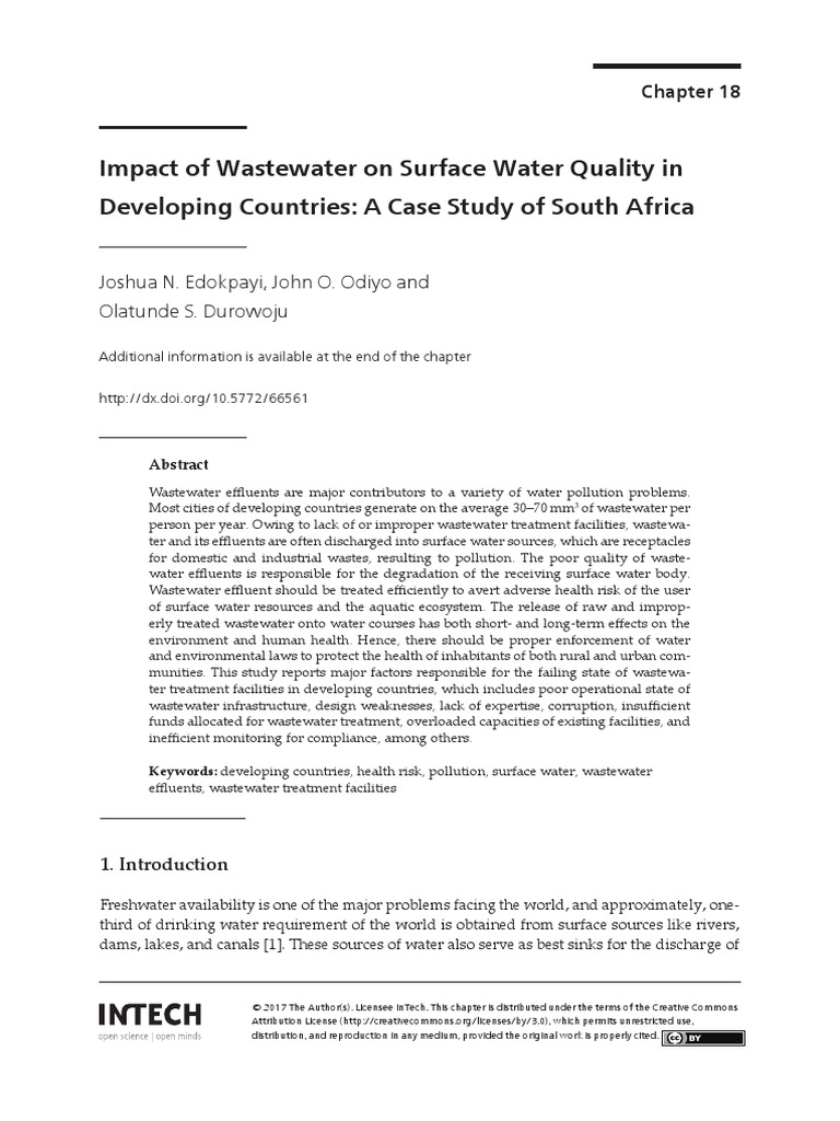 Impact of Wastewater On Surface Water Quality in Developing Countries ...
